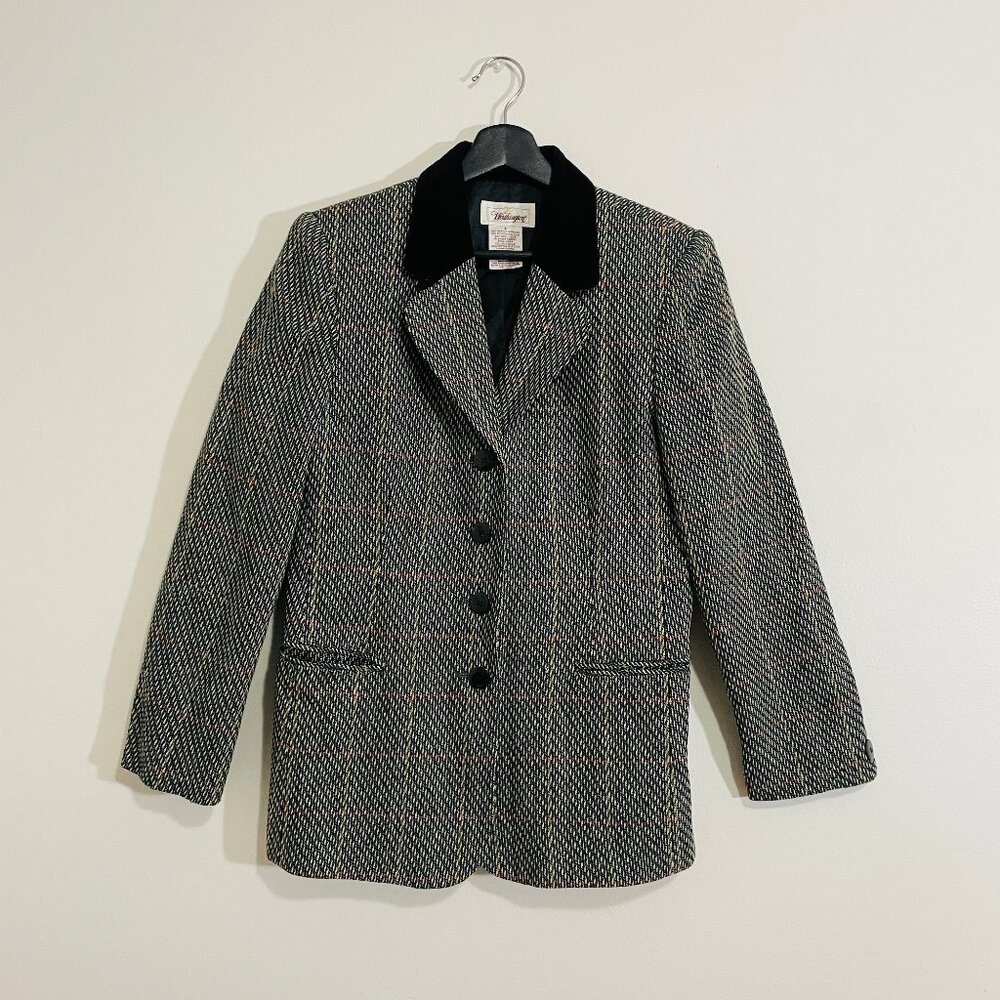 VINTAGE WORTHINGTON Classic 90s Single-Breasted Plaid Tweed Blazer (US 6/XS-M)